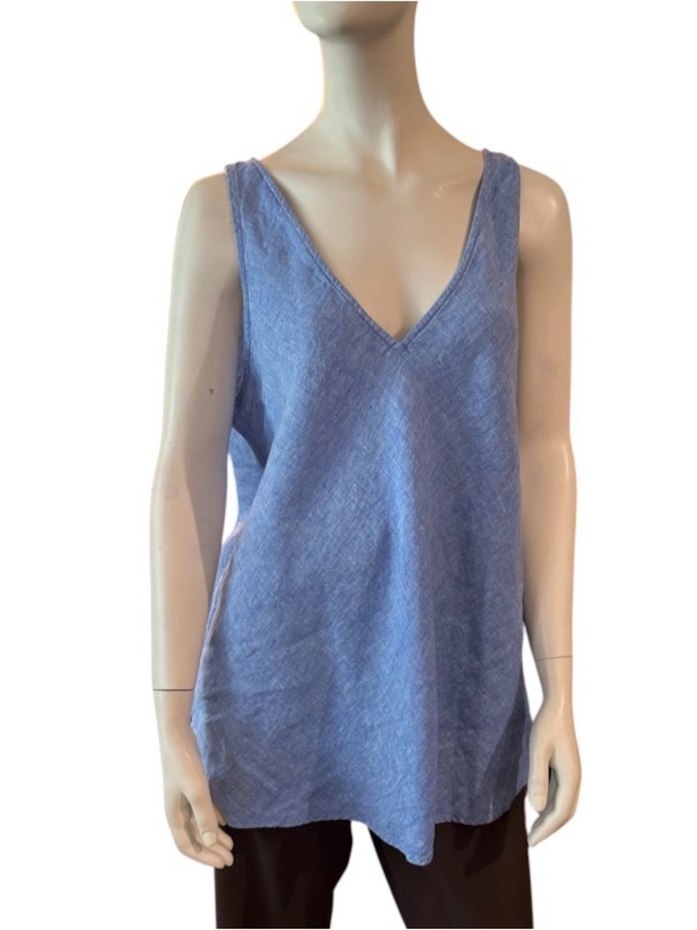 Lilly Pulitzer Double V-Neck Linen Tank Too Blue XL EUC
